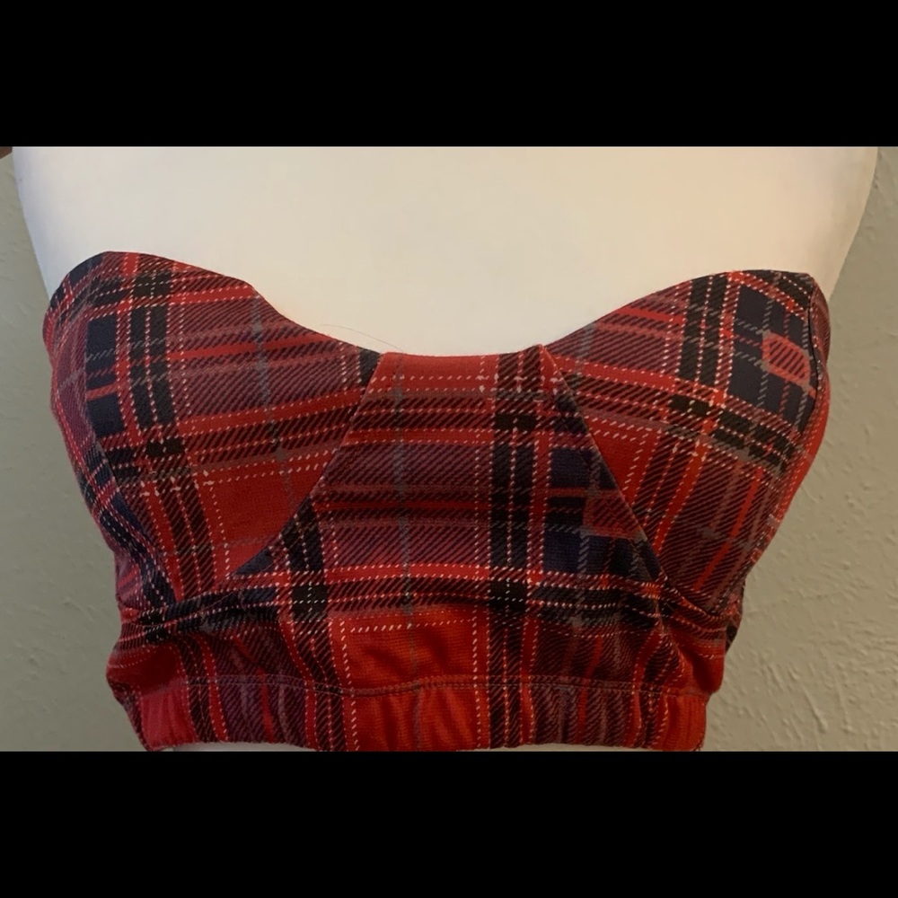 Red plaid tube top ♥️